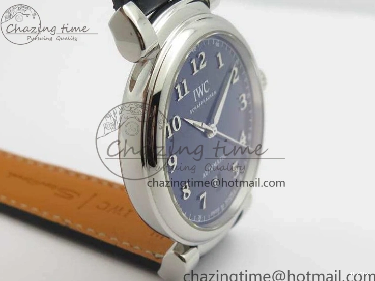 MIROTIME 0201 Da Vinci IW356601 SS TW 1:1 Best Edition Blue Dial On Black Leather Strap A Durable 7239